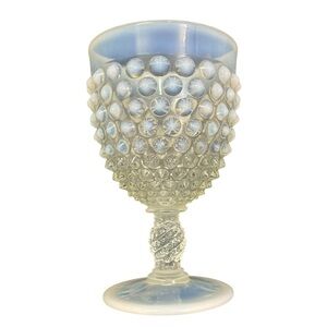 Vintage Fenton Moonstone Hobnail Glass Water Goblet Opalescent French